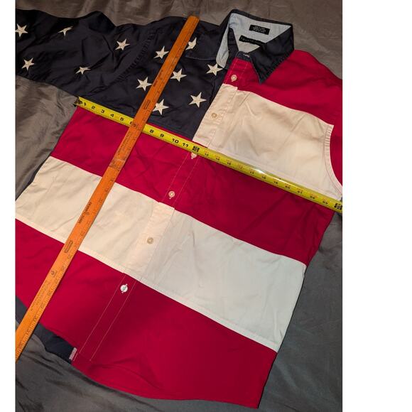Tommy Hilfiger American Flag Embroidered Stars Button Down Shirt Medium - Picture 3 of 5